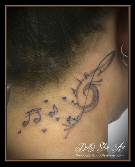 black music treble clef initials memorial tattoo kamloops dollys skin art