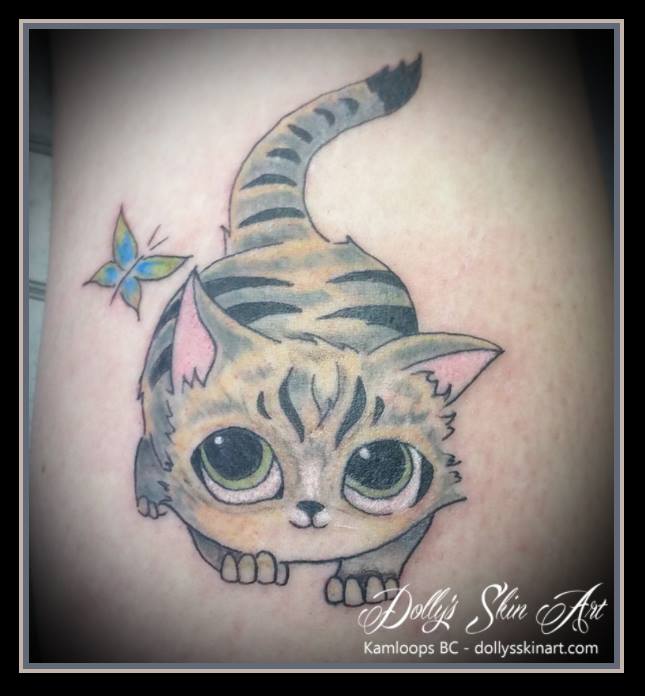 colour cartoon cat butterfly tiggy small tattoo kamloops dollys skin art