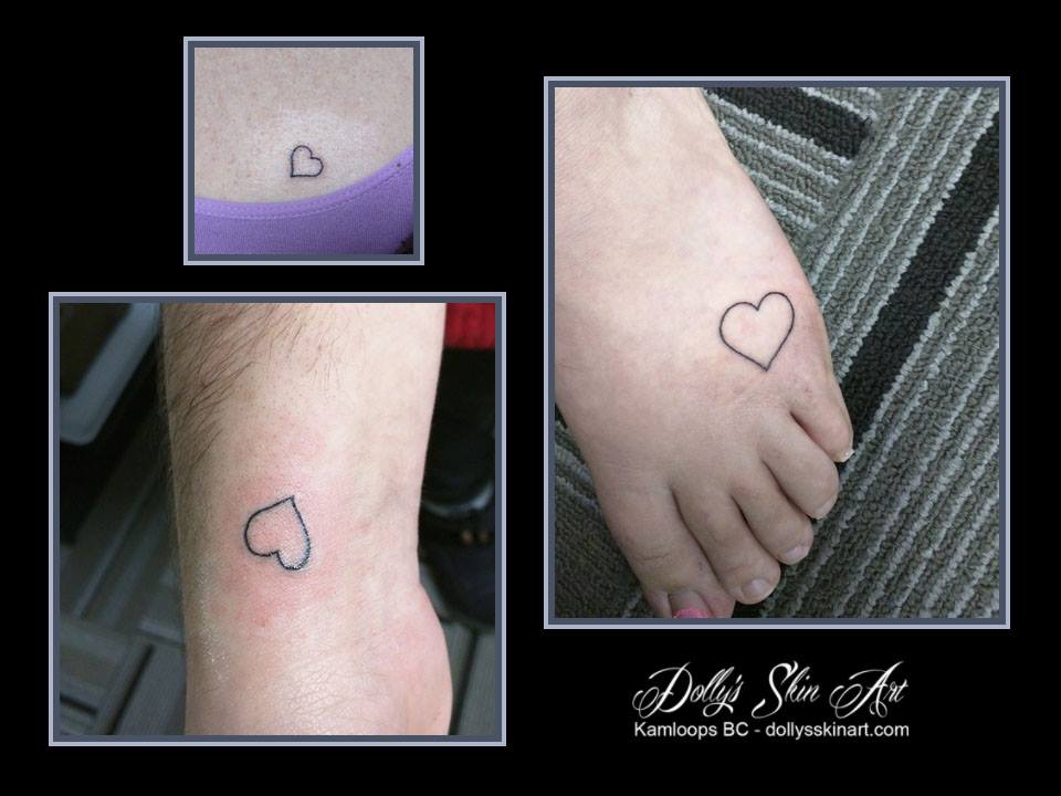 small black matching friendship heart outline tattoo kamloops dolly's skin art