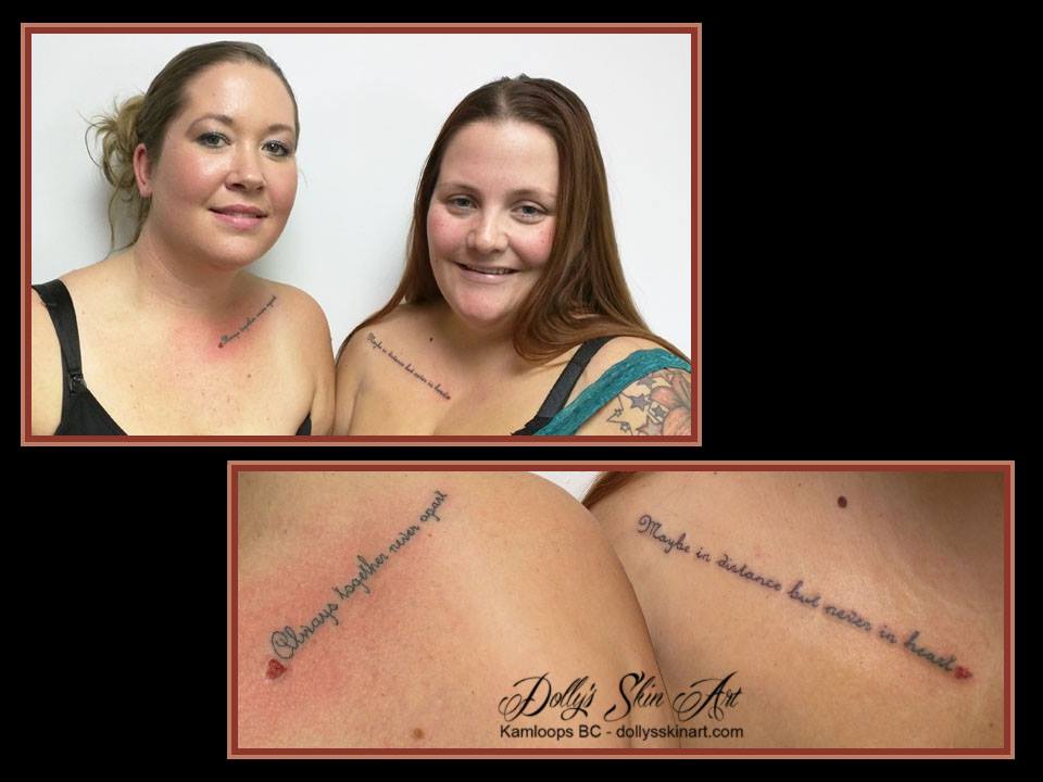 always together never apart maybe in distance never in heart lettering font tattoo kamloops dolly's skin art
