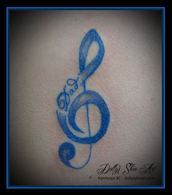 small blue treble clef dad tattoo