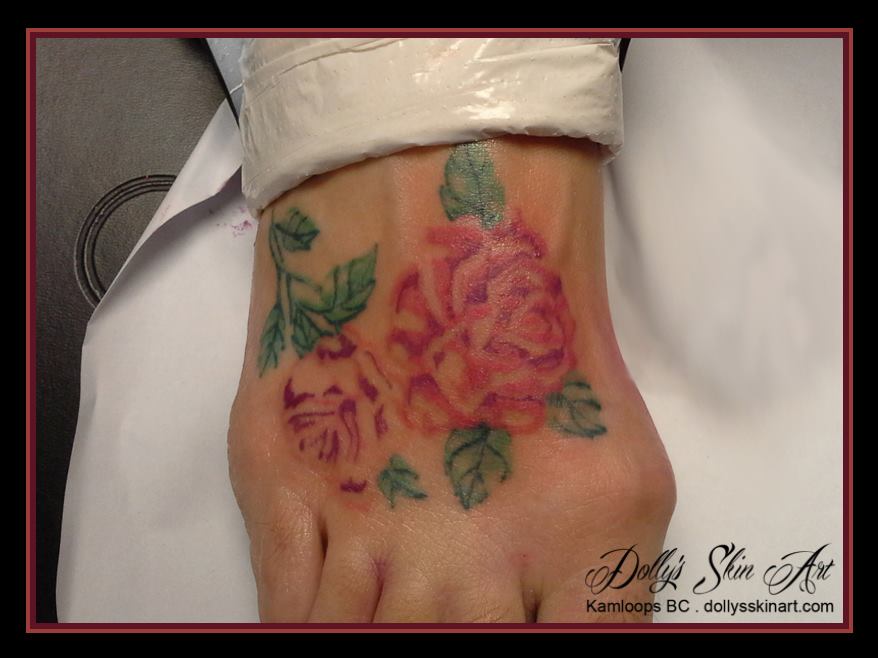 roses foot tattoo