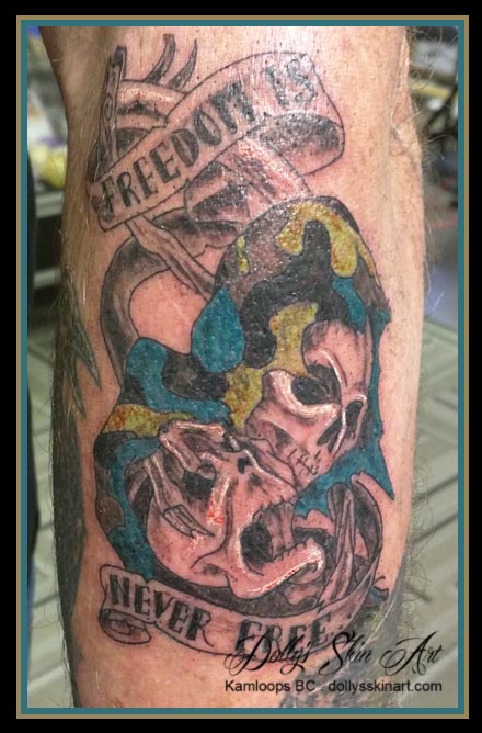 freedom colour skull tribute tattoo