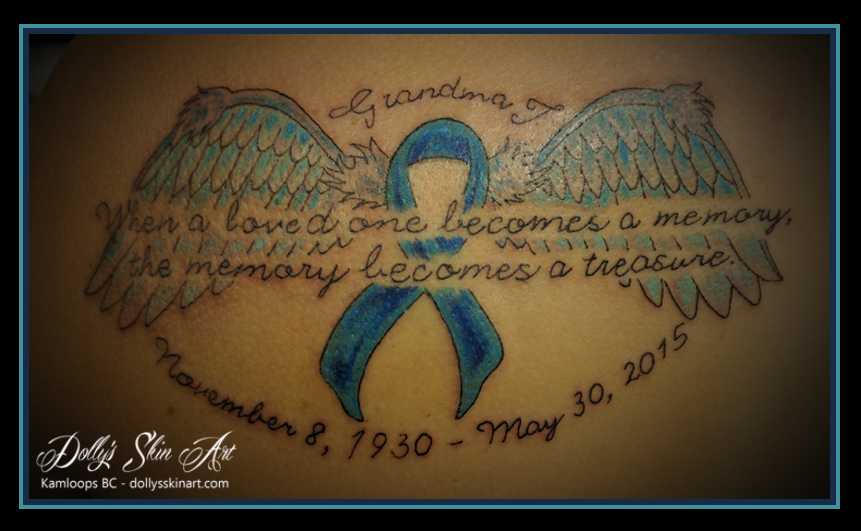 wings ribbon lettering font colour memorial tattoo