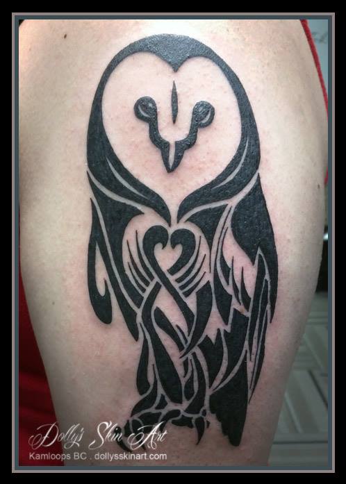 janet black tribal owl memorial tattoo