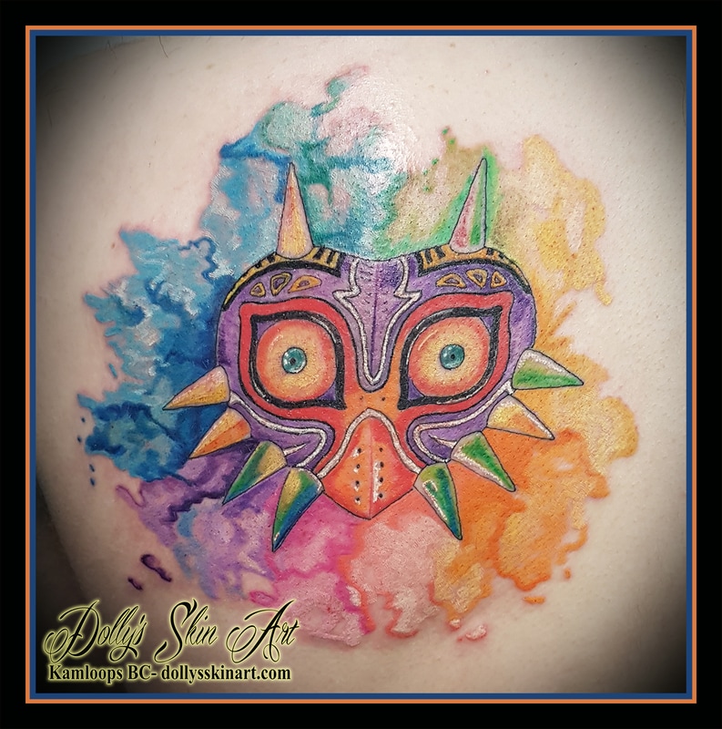 Legend of Zelda Majora's Mask watercolour water color tattoo kamloops dolly's skin art