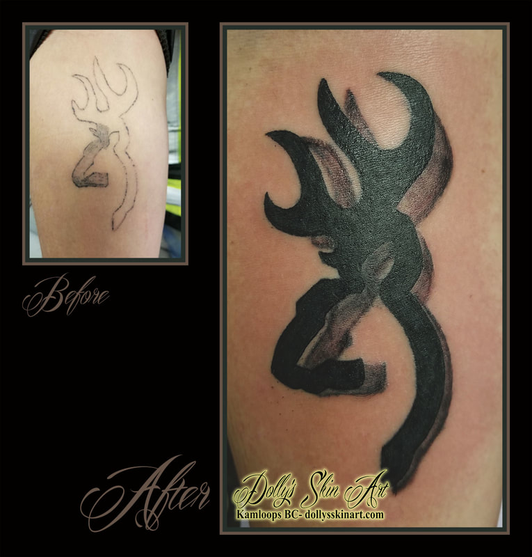 browning logo black deer cover up fix home tattoo kamloops dolly's skin art