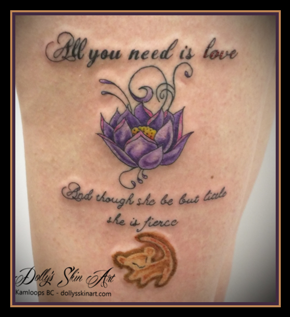 lotus flower simba lion king colour lettering font tattoo