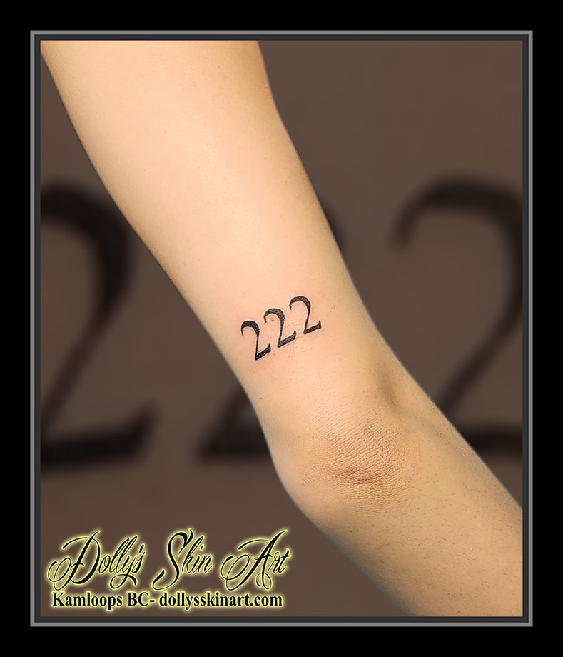222 tattoo arm black numbers tattoo kamloops dolly's skin art