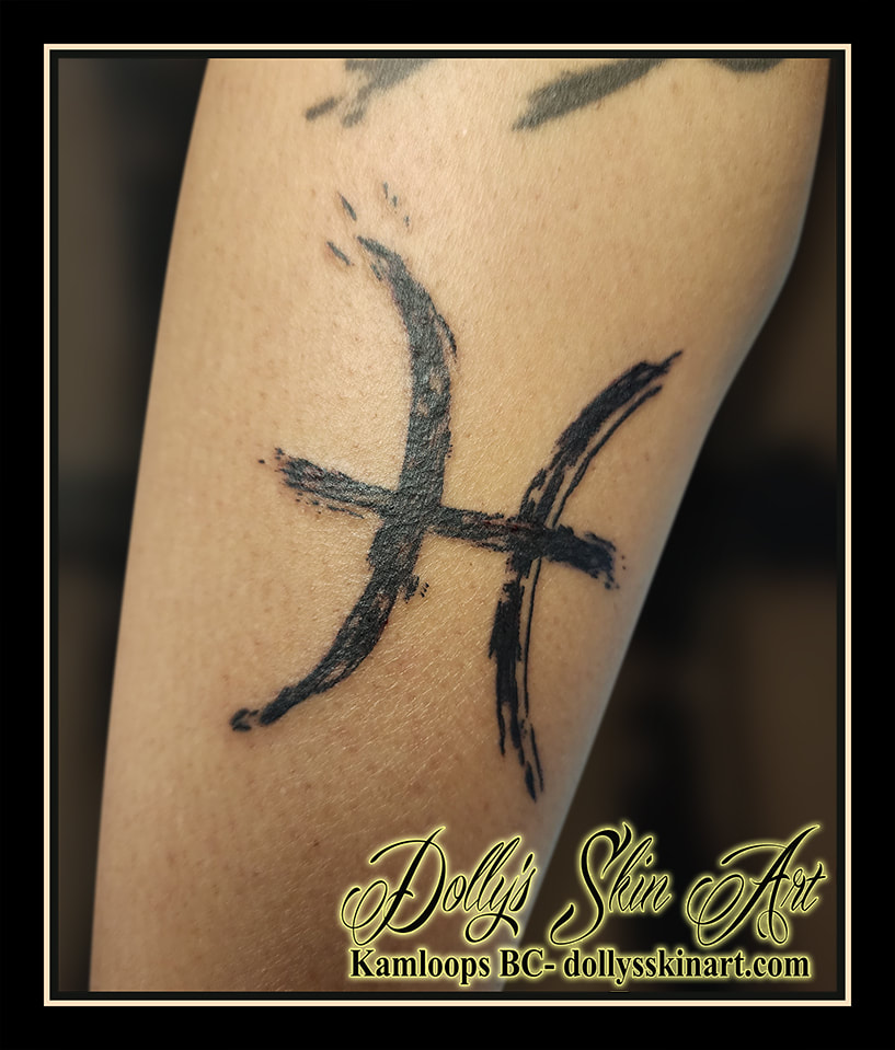pisces tattoo symbol black paintbrush tattoo kamloops dolly's skin art