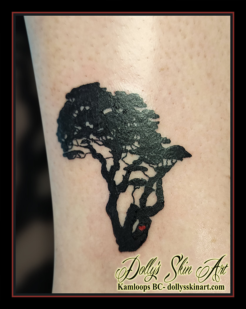 africa tree tattoo red heart black tattoo kamloops dolly's skin art