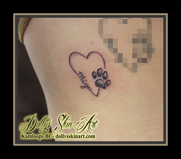 heart tattoo paw print black line work tattoo kamloops dolly's skin art