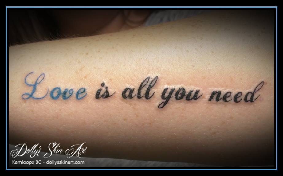 love is all you need beatles love colour black font lettering song quote tattoo