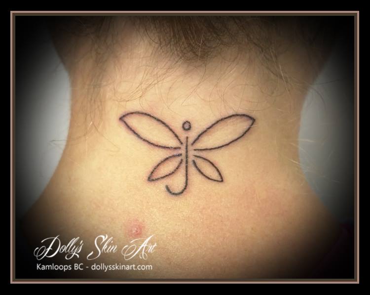 black dragonfly linework j tattoo kamloops dolly's skin art