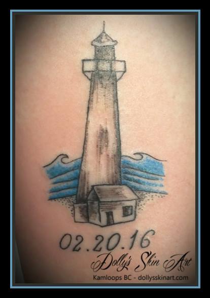 simple small lighthouse water tattoo