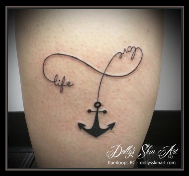 michelle black anchor infinity love life lettering font tattoo kamloops dollys skin art