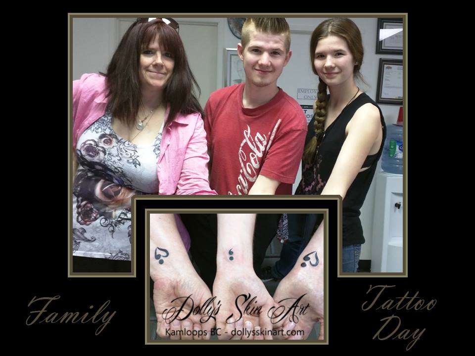 black family semicolon heart tattoo
