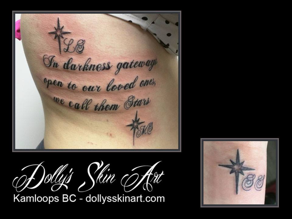 in darkness gateways open to our loved ones, we call them stars rib lettering font black tattoo initials kamloops dolly's skin art tattoo