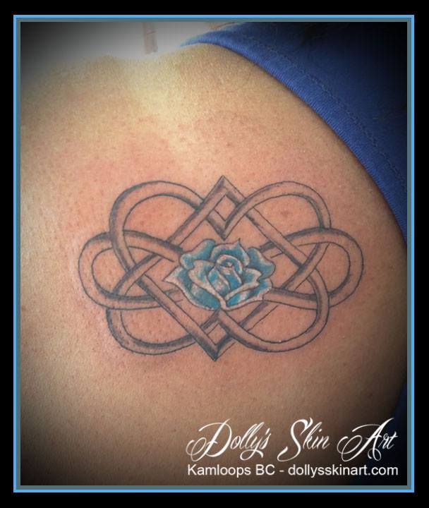 infinity heart know blue flower tattoo kamloops dolly's skin art