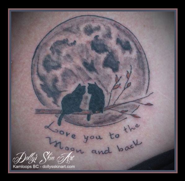love you to the moon and back cat silhouette branch moon small tattoo kamloops dolly's skin art
