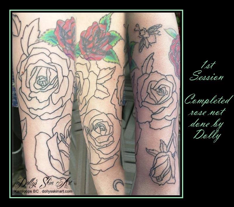 laura's rose tattoo sleeve first session