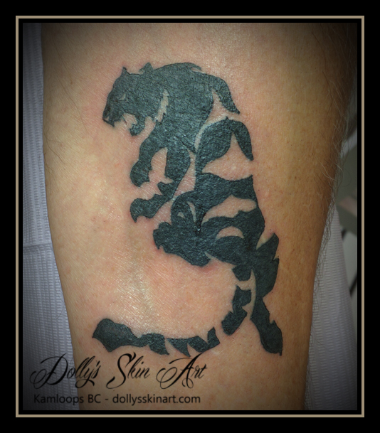 black tribal style shaolin tiger kung fu tattoo