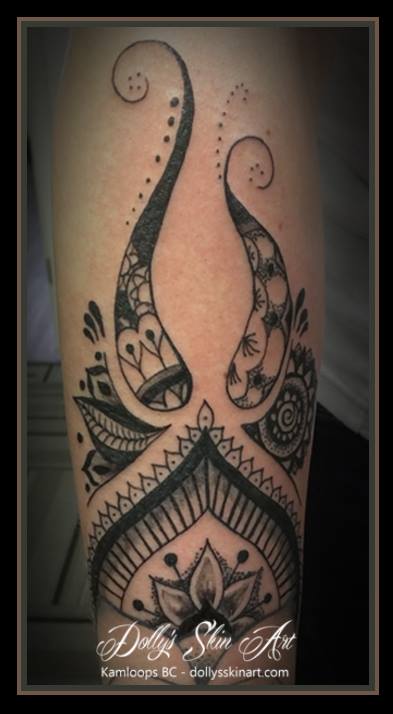 mandala black forearm tattoo