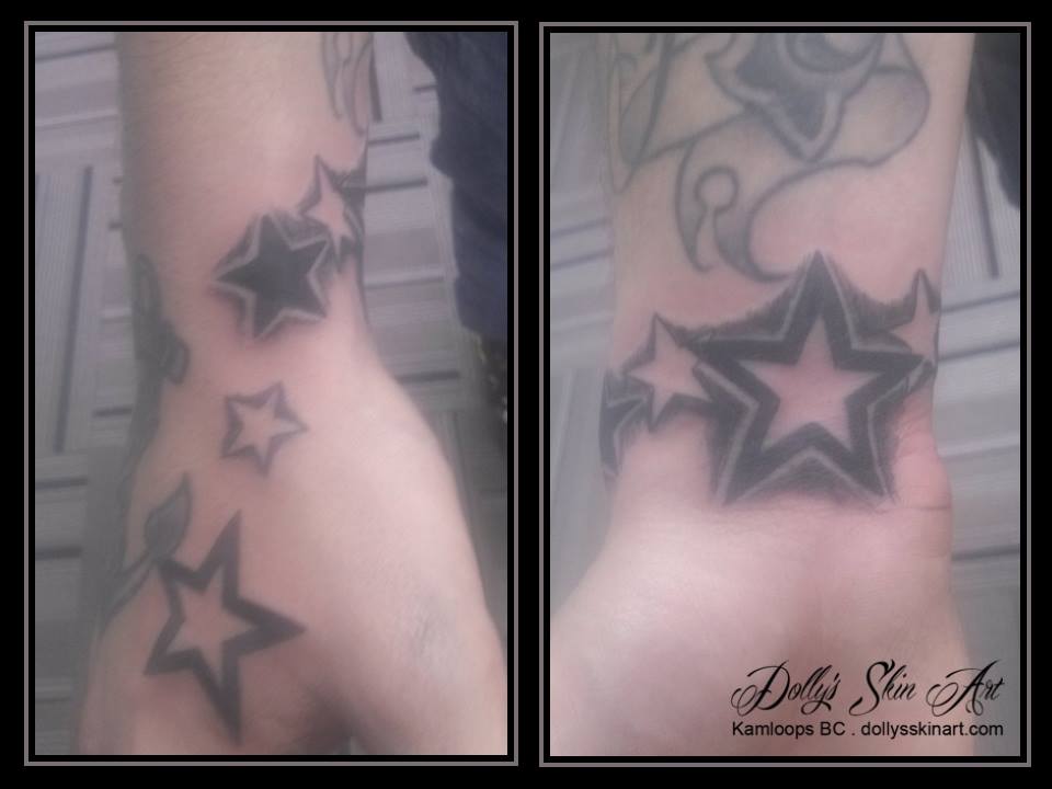 hand wrist black star tattoo