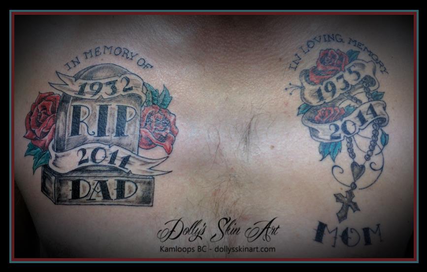 rose banner dad memorial tombstone colour tattoo mom rosary matching