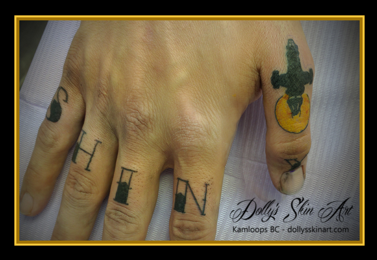 shiny Firefly Serenity ship font lettering finger black yellow tattoo