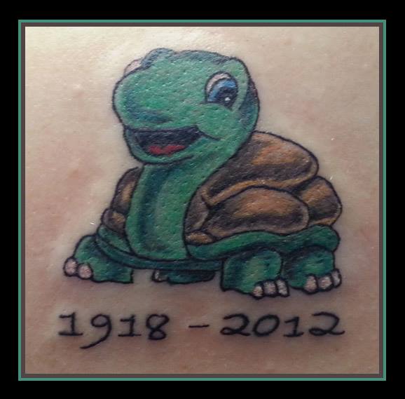 colour cartoon turtle tattoo
