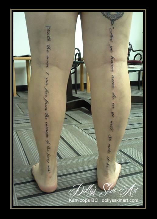 font tattoo lettering back of leg