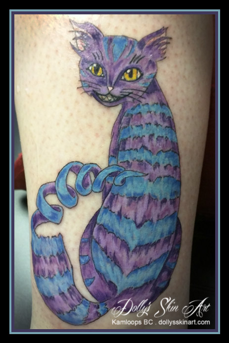 colour custom cheshire cat tattoo smile