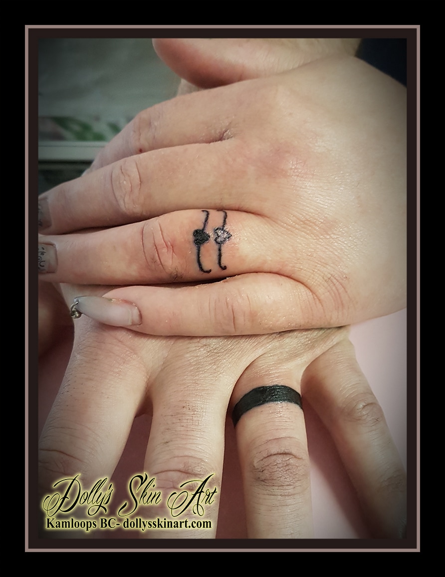 wedding ring finger husband wife tattoo black heart band kamloops dolly's skin art