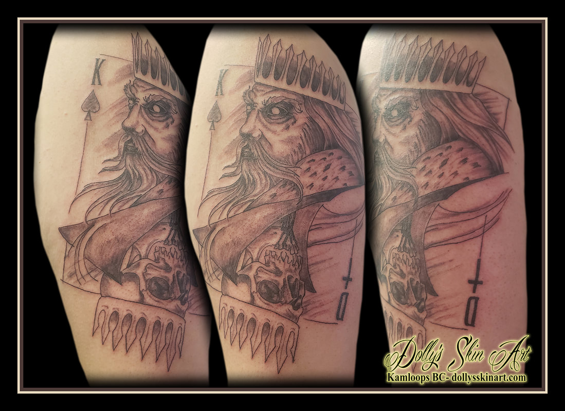 king death tattoo playing card black and grey shoulder tattoo dolly's skin art kamloops