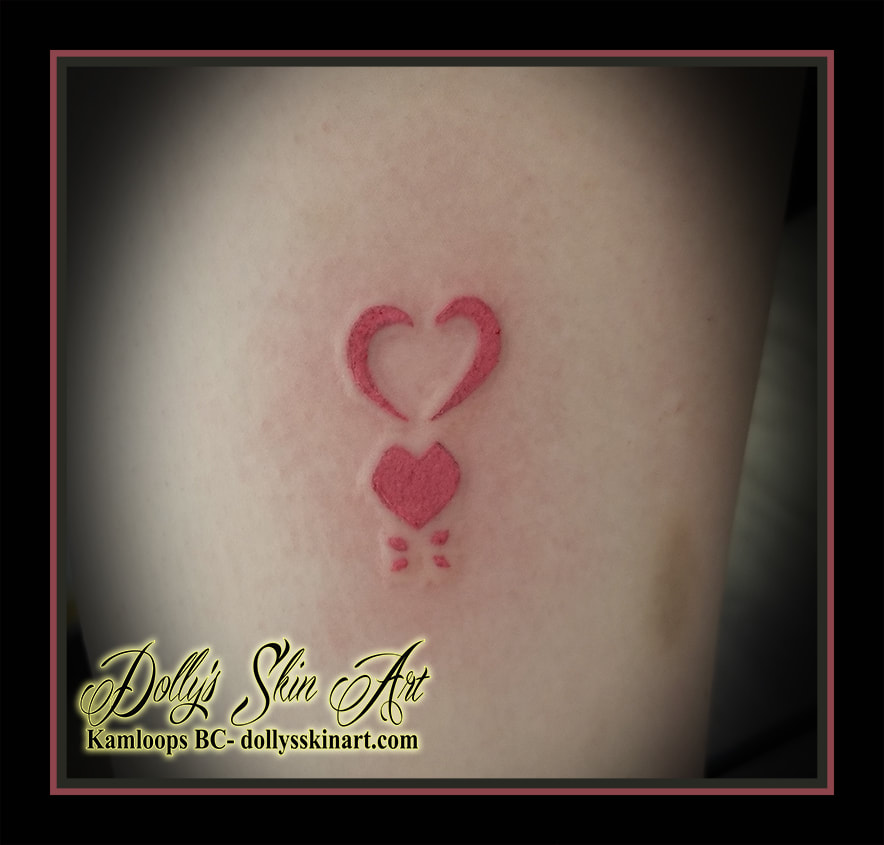tokyo mew mew mark tattoo pink heart thigh shoja manga anime logo symbol tattoo kamloops dolly's skin art