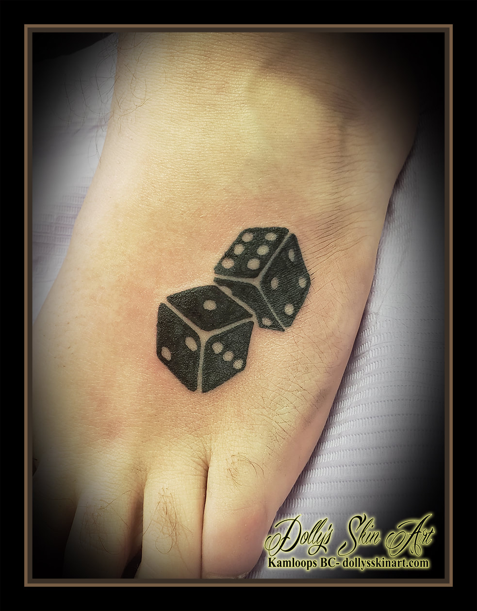 dice tattoo black 6 1 7 die foot tattoo kamloops dolly's skin art