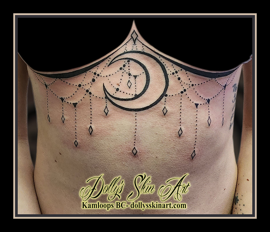 moon tattoo chandelier black stomach rib dots tattoo kamloops dolly's skin art