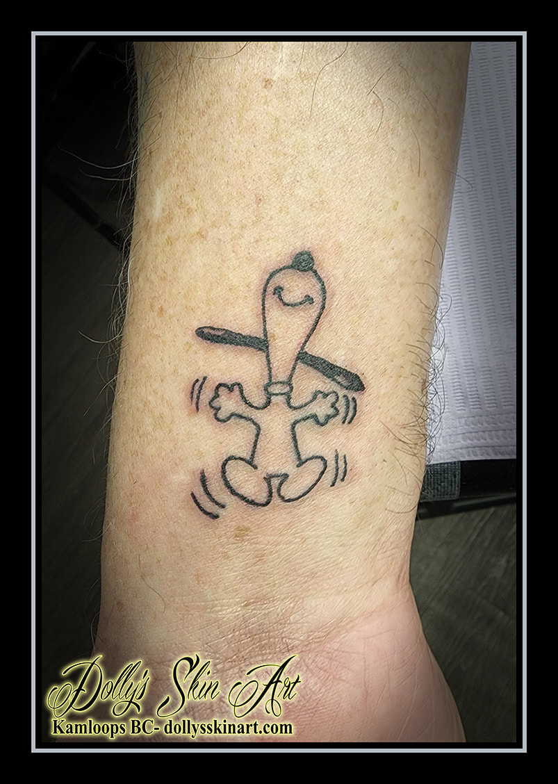 snoopy tattoo outline peanuts black arm tattoo dolly's skin art kamloops