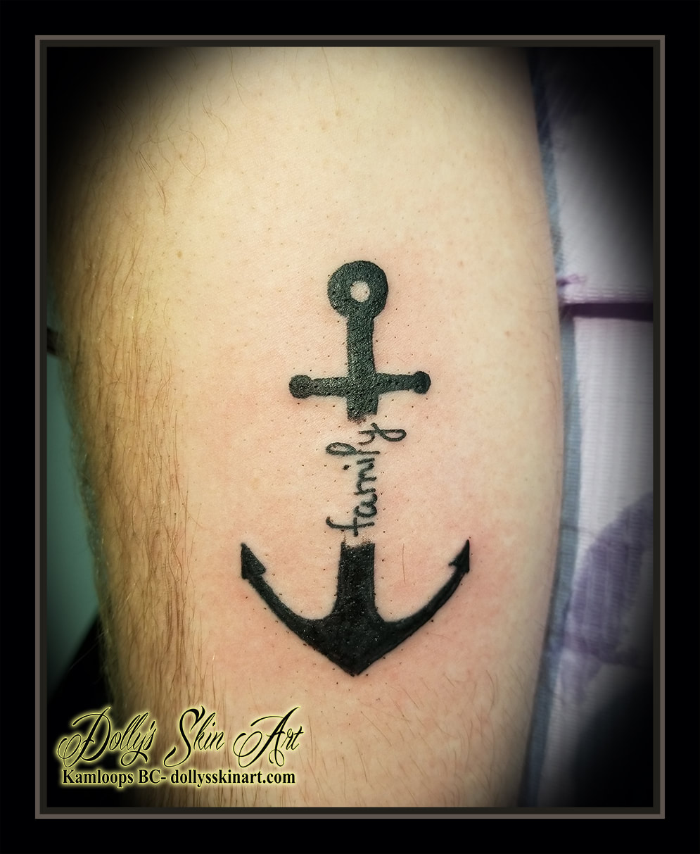 anchor family tattoo black silhouette ship hand writing text font tattoo kamloops dolly's skin art