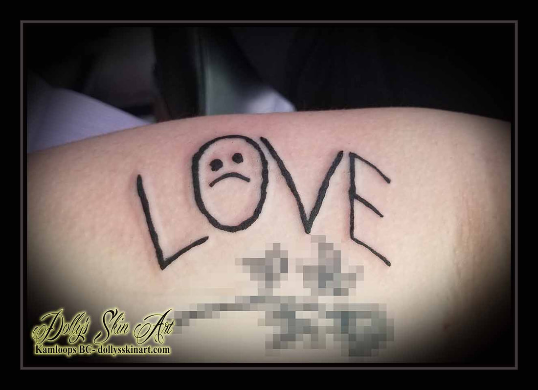 LiL PEEP L:(VE tattoo lettering script font black tattoo kamloops dolly's skin art