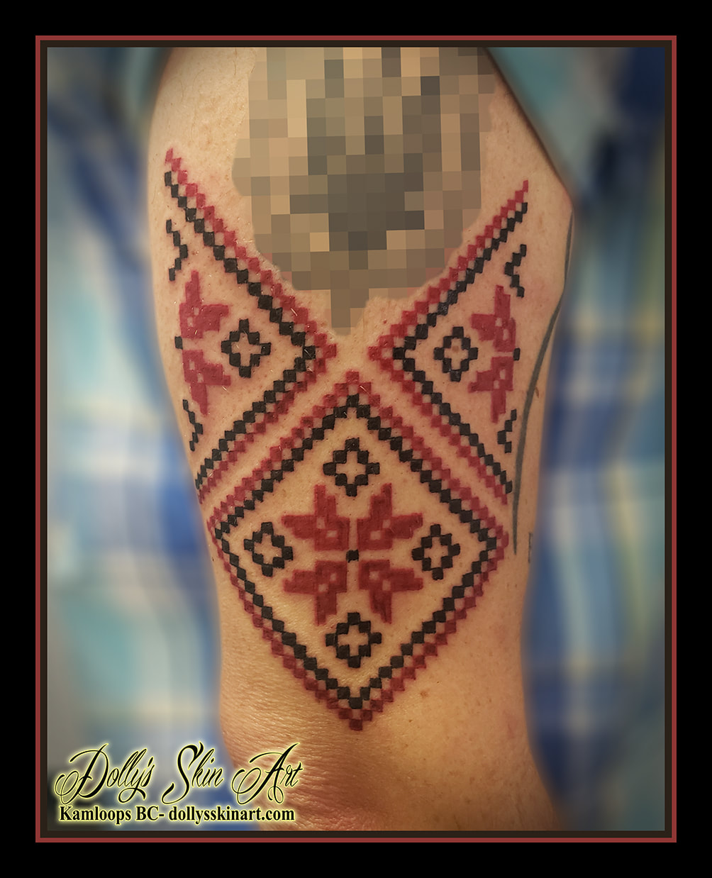 ukrainian embroidery tattoo arm red black embroidered vyshyvanka ukraine tattoo dolly's skin art kamloops