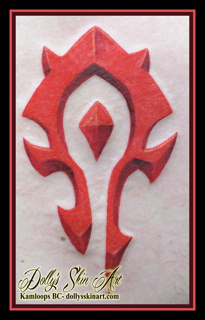 red horde warcraft logo symbol world of warcraft wow Lok'tar Ogar kamloops tattoo dolly's skin art