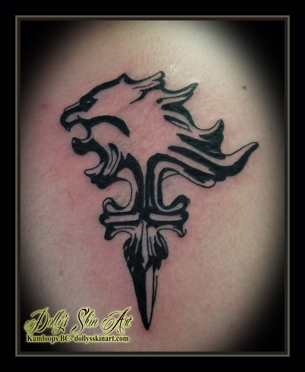 lion heart tattoo final fantasy viii black tribal emblem weapon tattoo kamloops dolly's skin art