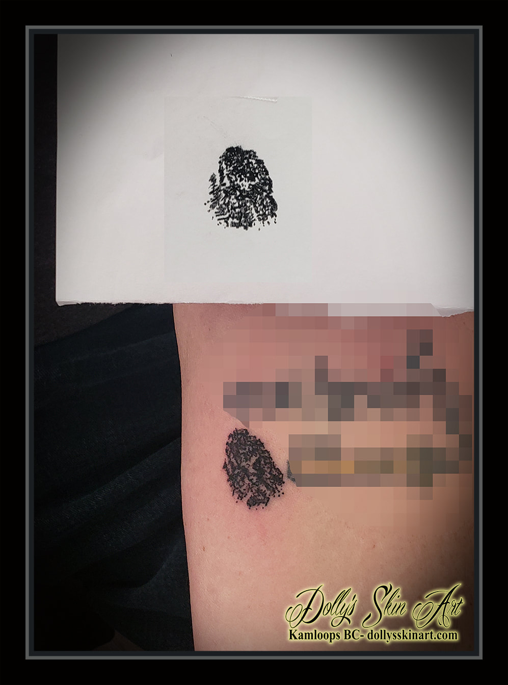 finger print tattoo black fingerprint ink memorial tribute tattoo kamloops dolly's skin art