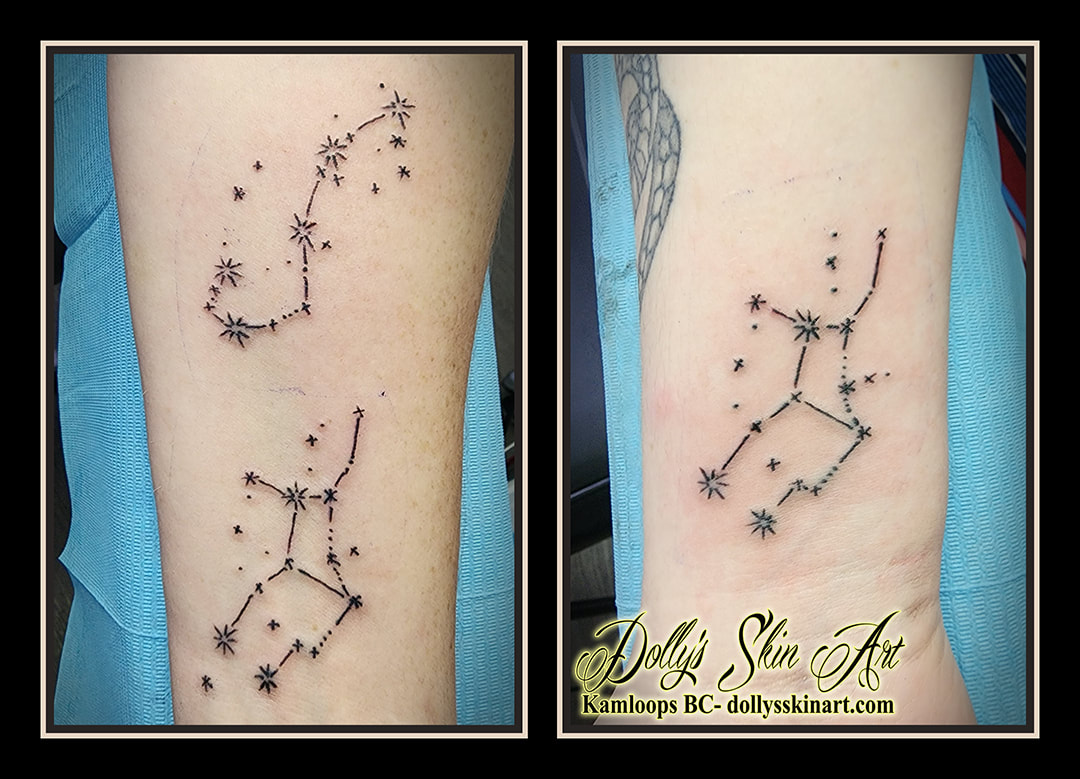 constellation tattoo stars matching black forearm tattoo dolly's skin art kamloops
