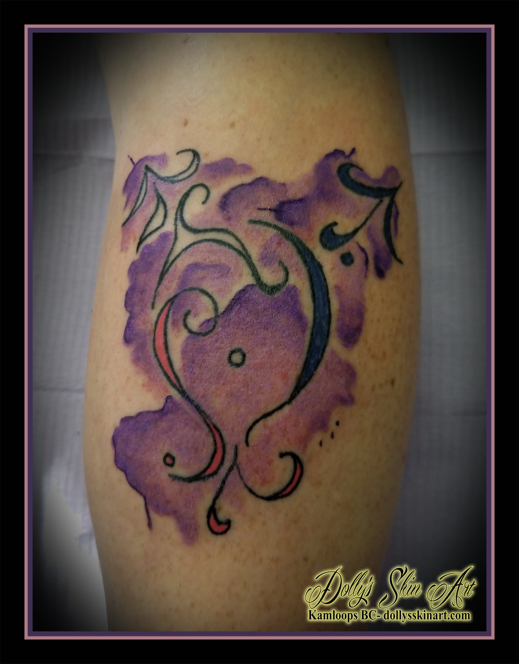 water colour watercolour watercolor color pink purple background transgender symbol tattoo kamloops tattoo dolly's skin art