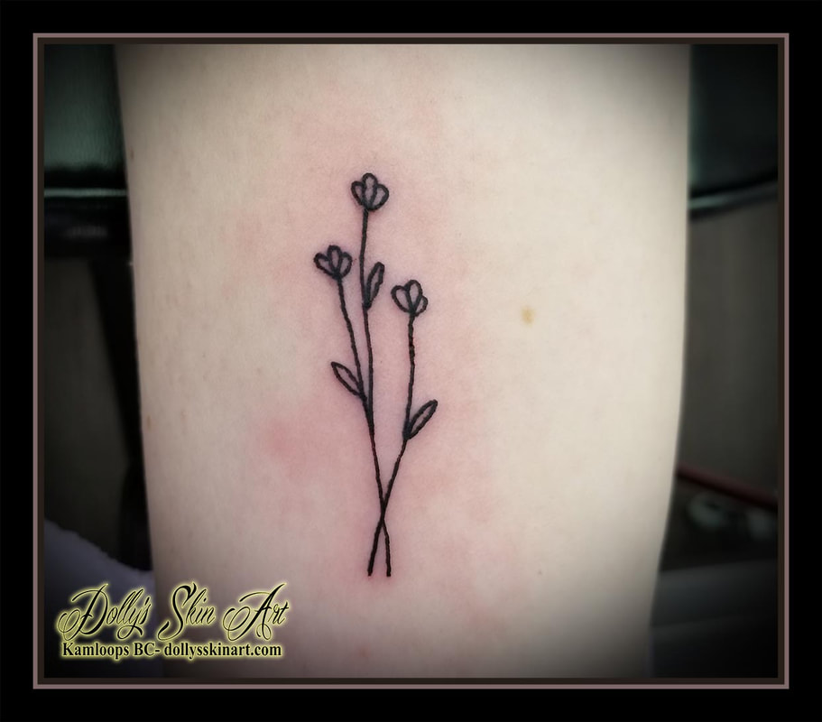 tulip small black line flowers tiny linework tattoo kamloops tattoo dolly's skin art