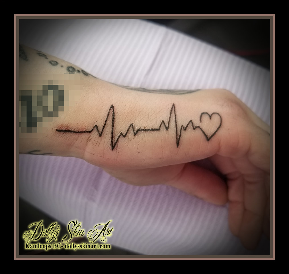 seahorse heartbeat tattoo heart hand small black design tattoo kamloops dolly's skin art