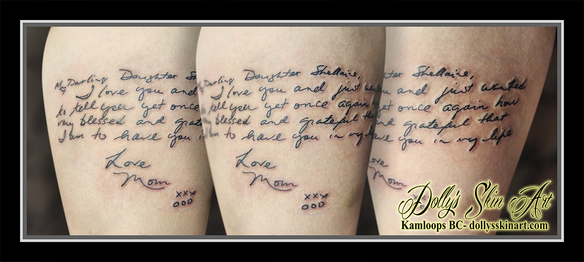 mom tattoo letter script handwriting black love tattoo kamloops dolly's skin art